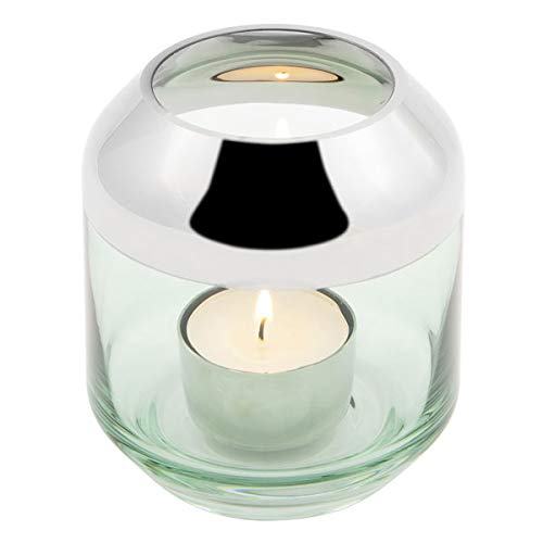 Fink - Windlicht oder Vase - Smilla - Glas mit Platinrand - Grün - Maße (ØxH): 9 x 9 cm von Fink
