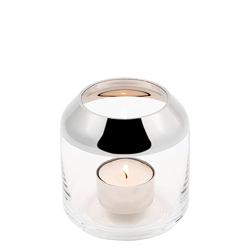 Fink - Windlicht oder Vase - Smilla - Klarglas mit Platinrand - Maße (ØxH): 9 x 9 cm von Fink