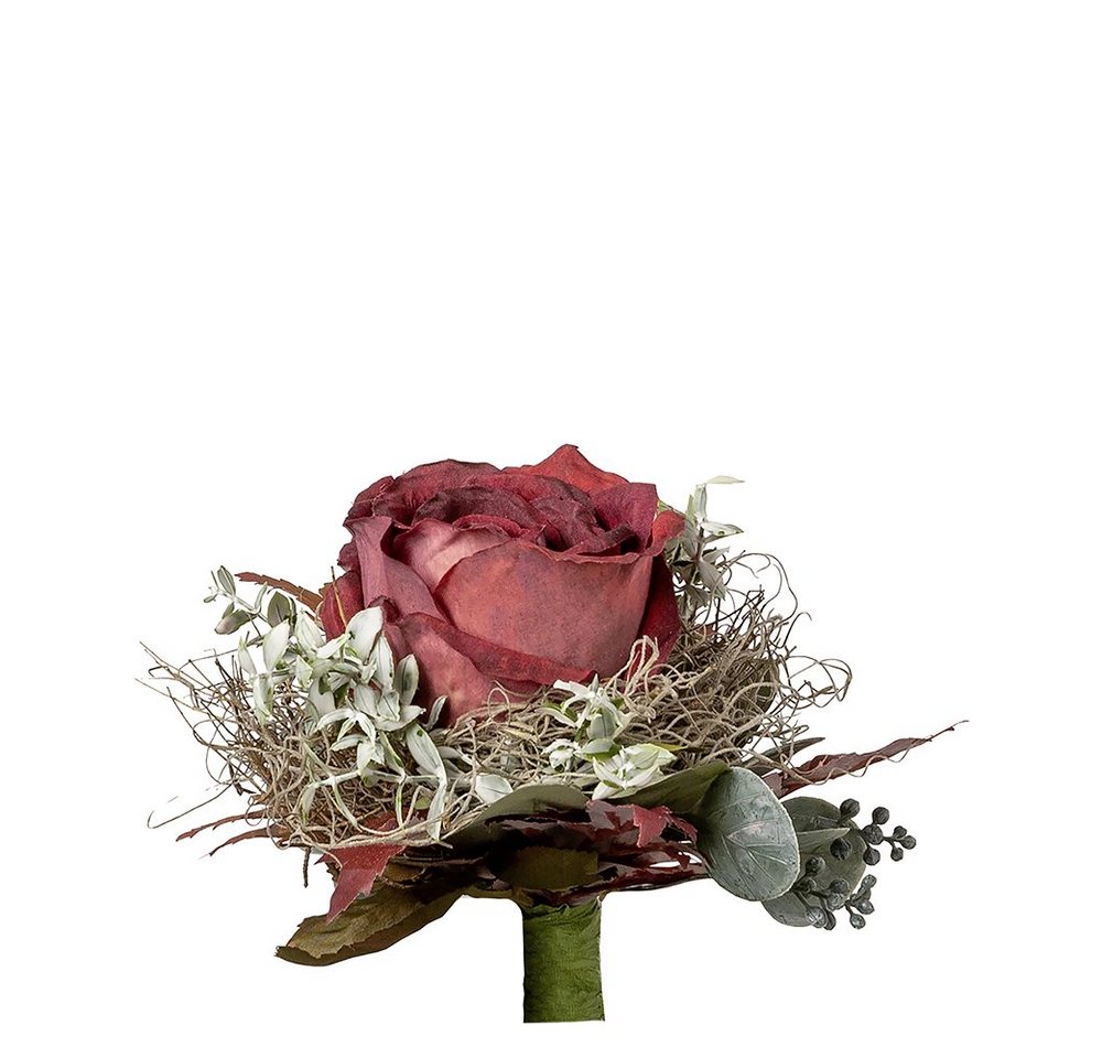 Kunstpflanze FINK Kunstblumenstrauß Petitbouquet - dunkelrot - H. 15cm x B. 20cm, Fink von Fink