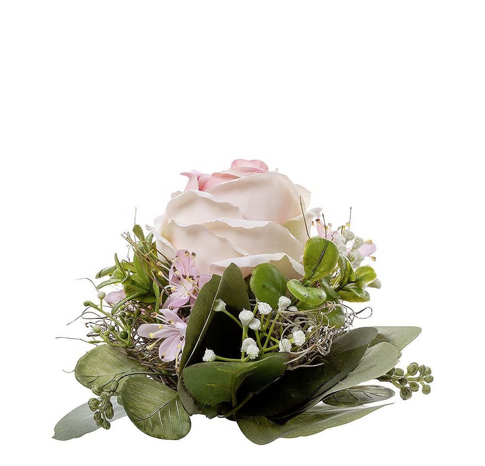 Kunstpflanze FINK Kunstblumenstrauß Tessa - grün-pink-rose - H. 15cm x B. 15cm x D. 15cm, Fink von Fink