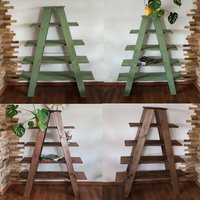 Holzleiterregal 140 cm Holzleiter Holztreppe Leiter Holzregal Regal Holz Steigleiter Trittleiter Schrotleiter Deko Handmade Haus Gatren von FinkHandmade