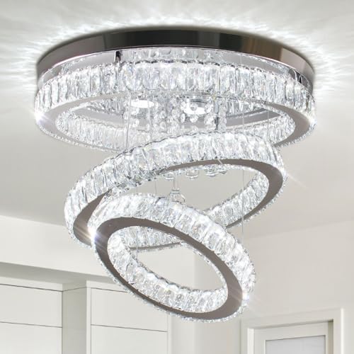 Finktonglan 19,7" Kristall Kronleuchter Moderne Kristall Deckenleuchte Flush Mount Ring Kronleuchter für Schlafzimmer Esszimmer Wohnzimmer 6500K Kalt Weiß Finktonglan 19,7" Kristall Kronleuchter Moderne Kristall Deckenleuchte Flush Mount Ring Kronleuchter für Schlafzimmer Esszimmer Wohnzimmer 6500K Kalt Weiß von Finktonglan