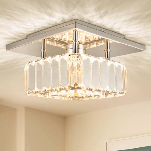 Kristall Deckenleuchte Kronleuchter Pendelleuchte Luxuri?s Kristall Lampe Flur Deckenlampe Flur Schlafzimmerlampe Lampe Wohnzimmer mit Helle Lichter für Schlafzimmer Flur Proch (Quadratisch-warm) von Finktonglan