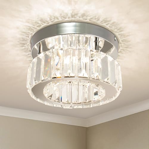 Kristall Deckenleuchte Kronleuchter Pendelleuchte Luxuri?s Kristall Lampe Flur Deckenlampe Flur Schlafzimmerlampe Lampe Wohnzimmer mit Helle Lichter für Schlafzimmer Flur Proch (Round-Multi) von Finktonglan