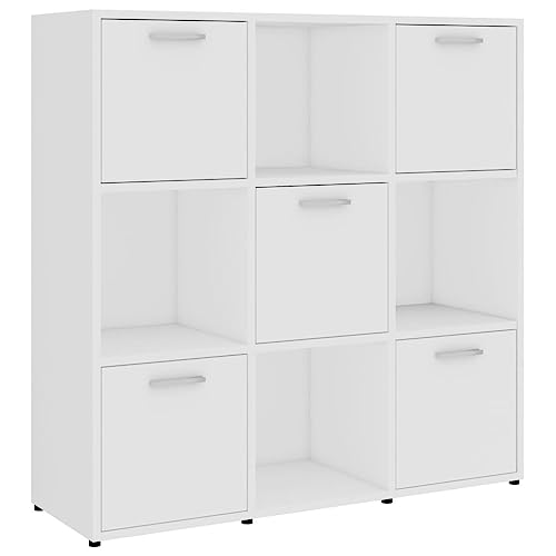 Finlon Bücherregal aus Holz – für weißes freistehendes Bücherregal für kleine Räume – stilvolle Bücheraufbewahrungsmöbel – 90 x 90 cm-Weiß von Finlon