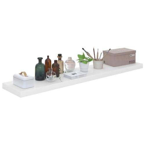 Finlon Moderne Hochglanz-Grau-Schweberegale – 4er-Set |Stilvolle 120 x 23,8 cm große Regale für Heimdekoration und Organisation-Weiß(120 x 23,5 x 3,8 cm) von Finlon