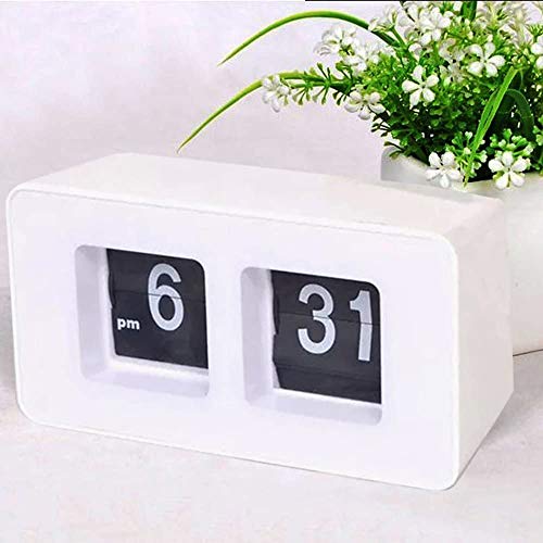 Finlon Auto Flip Clock File Down Page Clocks Desk Wall Clock Smart Light Alarm Clock Dimmer AM/PM Format Display for Home Office Decoration (Auto Flip Clock) von Finlon