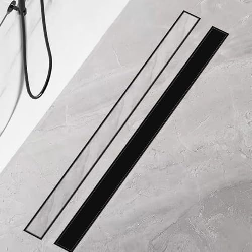 Finmrys Duschrinne 80cm Schwarz Matt Befliesbar Extra Flach Edelstahl komplettset duschabfluss bodenablauf 360 Grad Siphon mit Geruchsstop und Haarsieb Größen 30cm -120cm Finmrys Duschrinne 80cm Schwarz Matt Befliesbar Extra Flach Edelstahl komplettset duschabfluss bodenablauf 360 Grad Siphon mit Geruchsstop und Haarsieb Größen 30cm -120cm von Finmrys