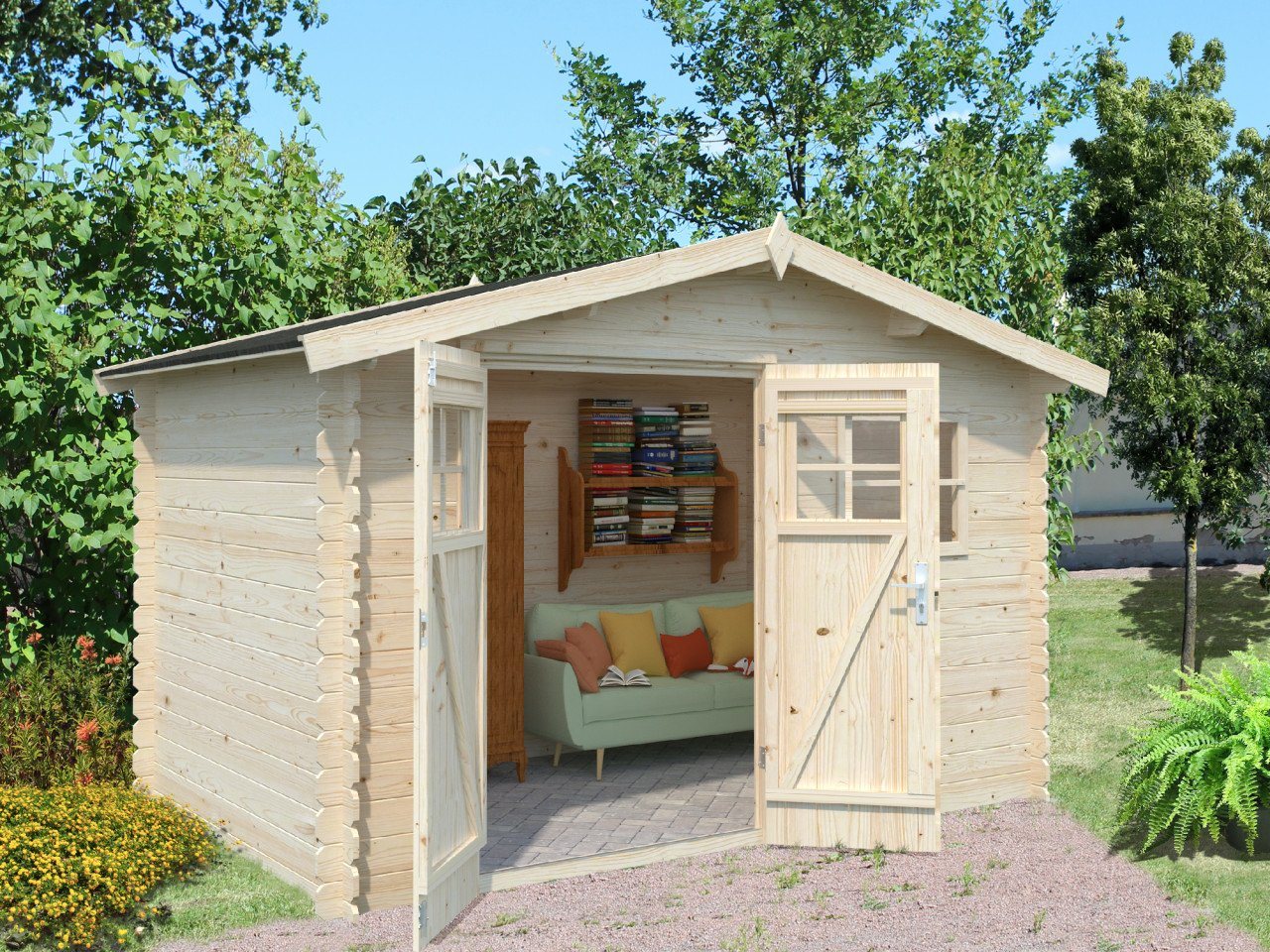 Palmako Gartenhaus Gartenhaus Aktion 14 Holzhaus Blockbohlenhaus, BxT: 320x205 cm, mit Fußboden von Palmako