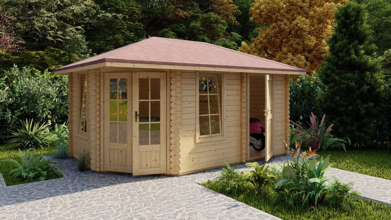 Finn Art Blockhaus Gartenhaus Norwegen 9 Holzhaus Blockbohlenhaus, BxT: 450x298 cm von Finn Art Blockhaus