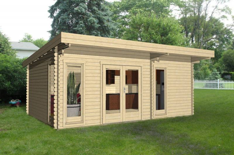 Finn Art Blockhaus Gartenhaus York 27 Holzhaus Blockbohlenhaus, BxT: 580x390 cm, mit Fußboden von Finn Art Blockhaus