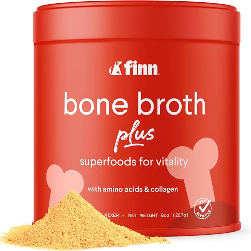 Finn Knochenbrühe Plus für Hunde | Gelenk- & Mobilitäts-Topper verpackt mit Kollagen & Aminosäuren | Nur 6 Zutaten | Mahlzeit-Topper in Pulverform für Hunde von Finn