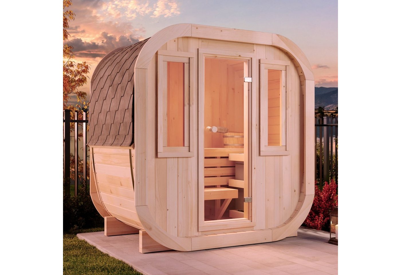 FinnTherm Fasssauna ScandiCube Mini XXS, BxTxH: 210 x 130 x 214 cm, 42 mm, Mit 2 Fenstern FinnTherm Fasssauna ScandiCube Mini XXS, BxTxH: 210 x 130 x 214 cm, 42 mm, Mit 2 Fenstern von FinnTherm