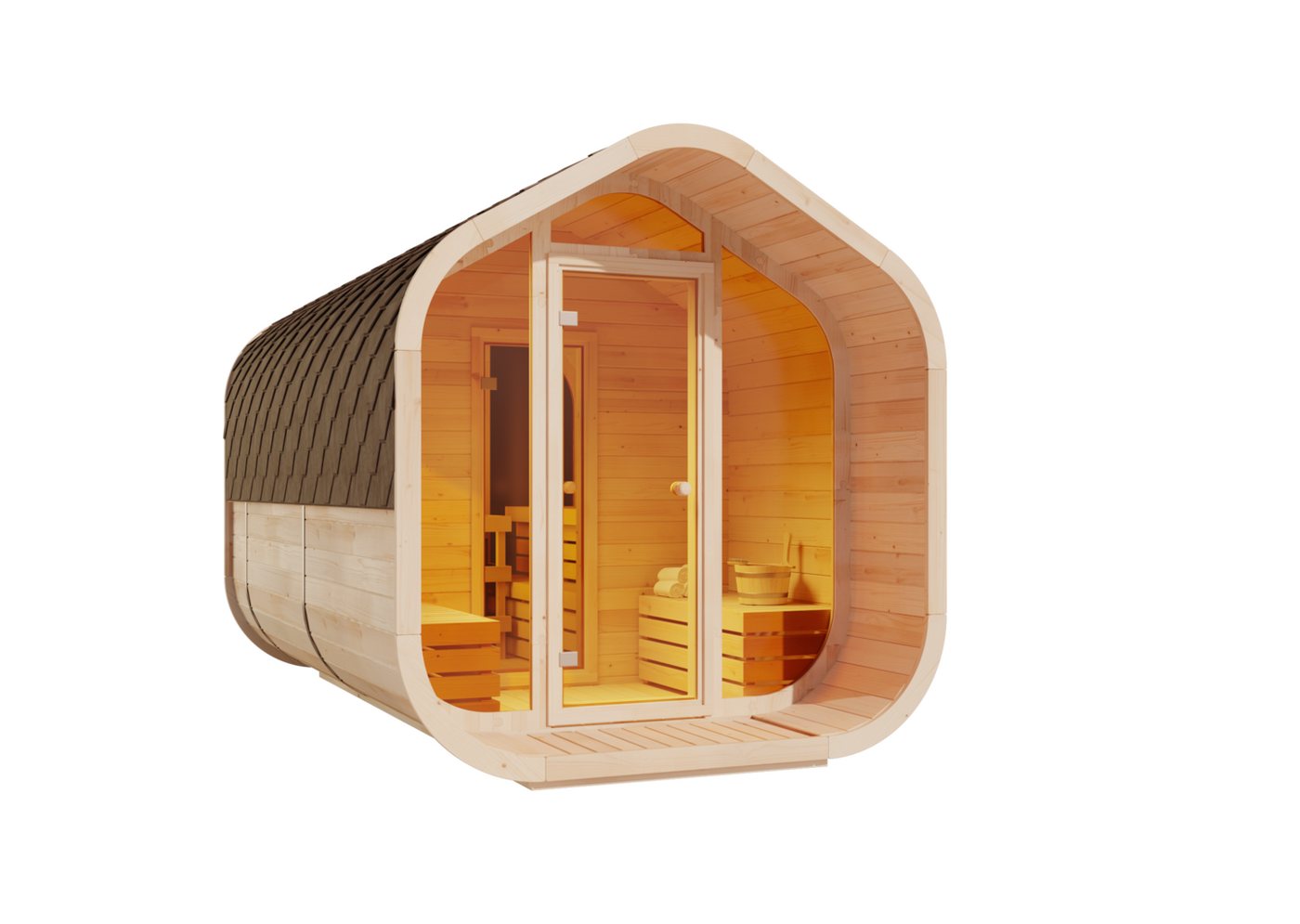 FinnTherm Fasssauna ScandiCube Wave Deluxe, BxTxH: 233,8 x 405,6 x 248,8 cm, 42 mm FinnTherm Fasssauna ScandiCube Wave Deluxe, BxTxH: 233,8 x 405,6 x 248,8 cm, 42 mm von FinnTherm