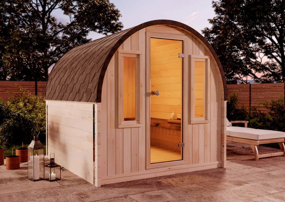 FinnTherm Fasssauna ScandiPod Comfort, BxTxH: 204 x 220 x 209,5 cm, 42 mm, Mit Glasfront FinnTherm Fasssauna ScandiPod Comfort, BxTxH: 204 x 220 x 209,5 cm, 42 mm, Mit Glasfront von FinnTherm