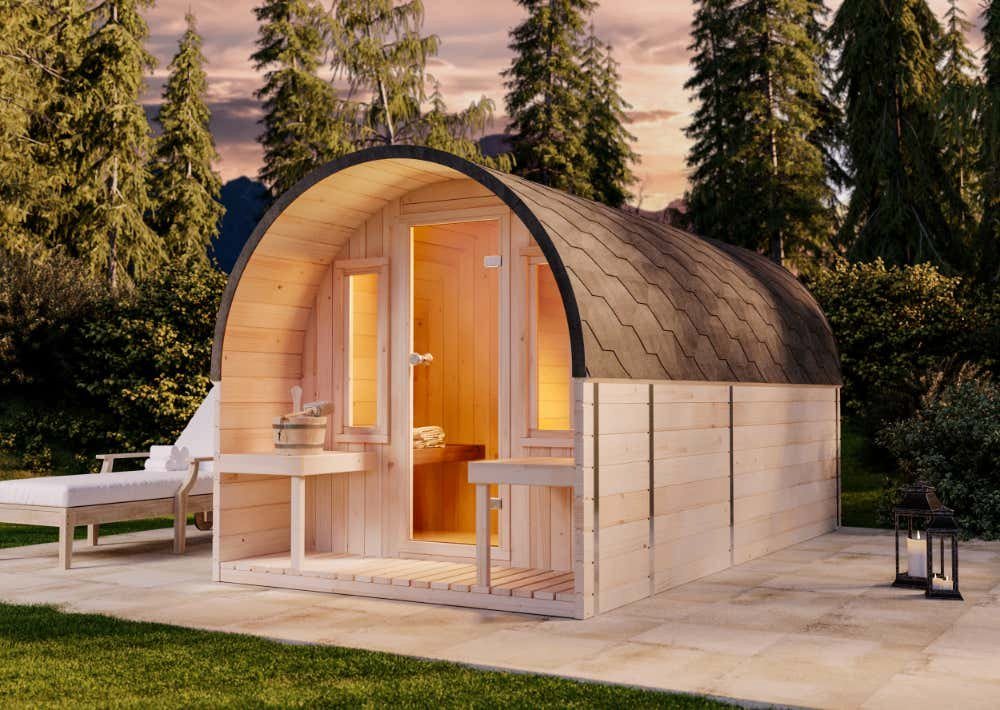 FinnTherm Fasssauna ScandiPod Deluxe, BxTxH: 204 x 400 x 209,5 cm, 42 mm, Mit Glasfront FinnTherm Fasssauna ScandiPod Deluxe, BxTxH: 204 x 400 x 209,5 cm, 42 mm, Mit Glasfront von FinnTherm