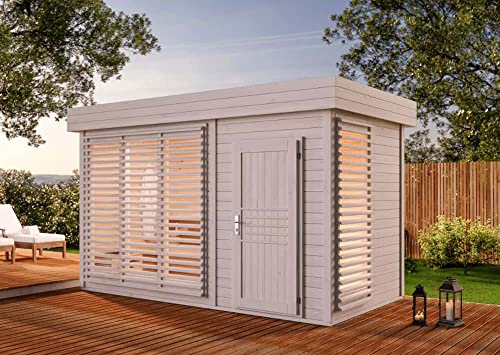 FinnTherm Gartensauna Außensauna Sauna Haus Azalia 2 Sitzbänke Wandstärke 40 mm von FinnTherm