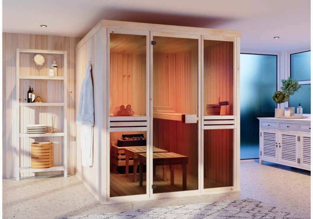 FinnTherm Sauna Innensauna Karina, Beige von FinnTherm