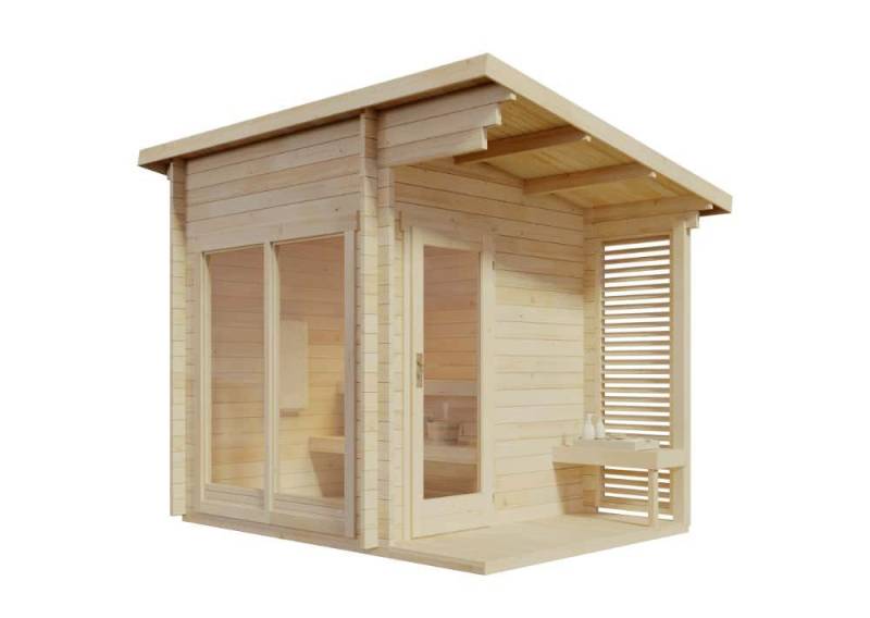 FinnTherm Saunahaus Lizzy S, BxTxH: 330 x 251 x 262 cm, 40 mm, in Naturbelassen Inkl. Fußboden von FinnTherm