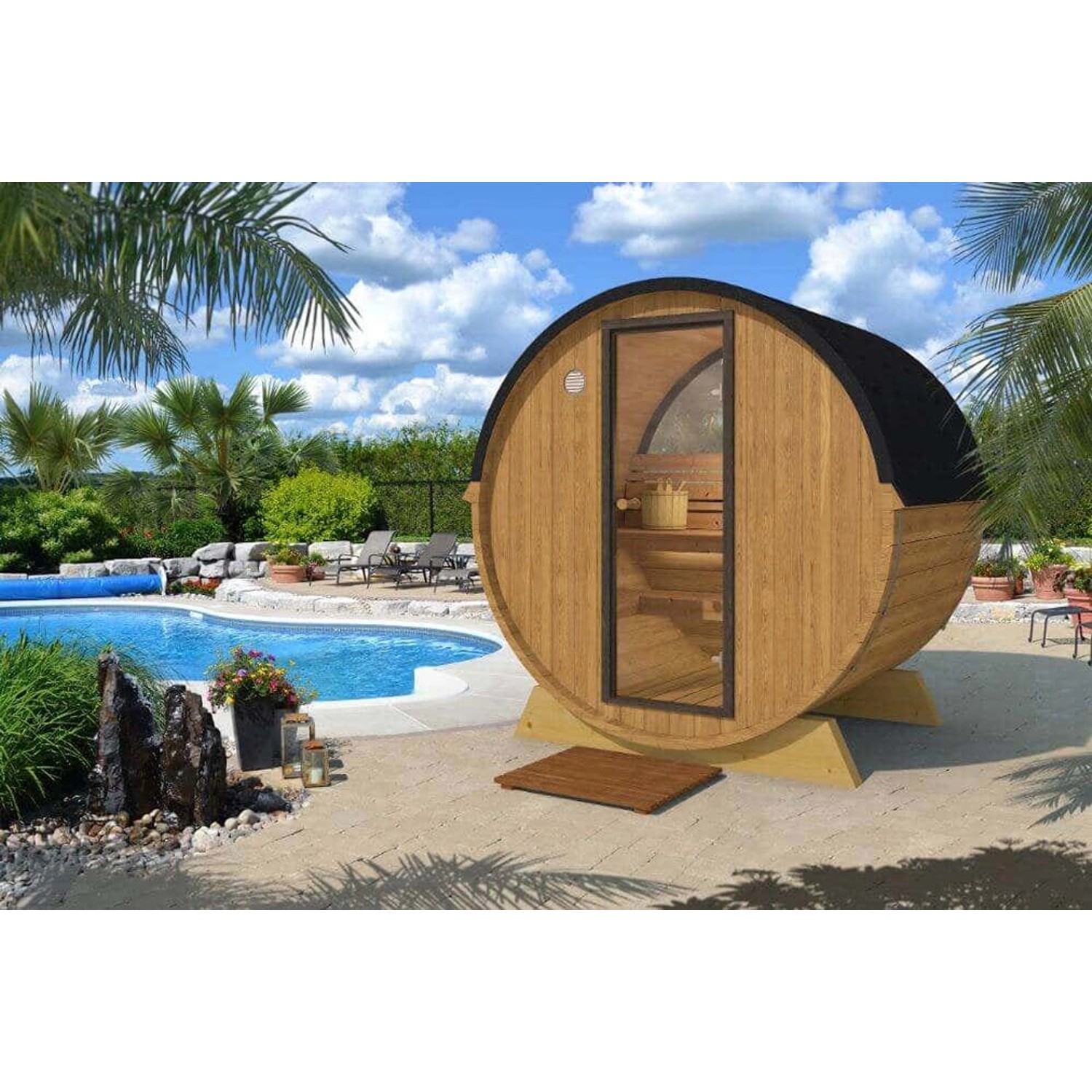 Finntherm Fass-Sauna Thermoholz Ø 204 cm x T 160 cm von FinnTherm