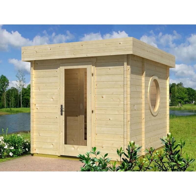 Finntherm Gartensauna Cubus-70 B Naturbelassen 264 cm x 321 cm Wandstärke 70 mm von FinnTherm