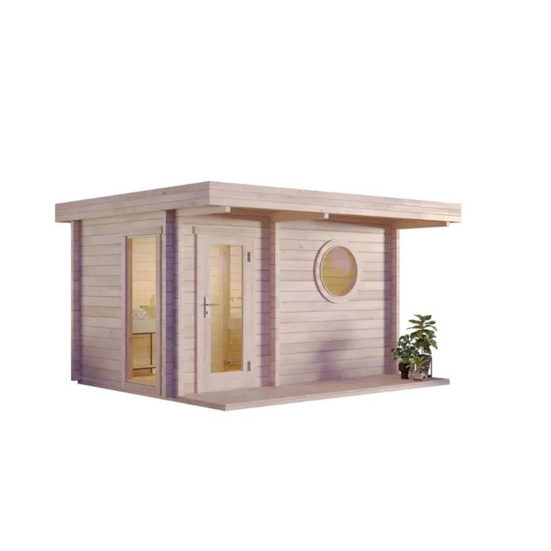 Finntherm Gartensauna Feldkirch-70 Naturbelassen 421 x 344 cm Wandstärke 70 mm von FinnTherm