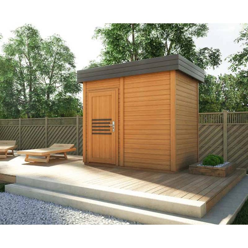 Finntherm Gartensauna Prymula Natur 269 cm x 234 cm Wandstärke 40 mm von FinnTherm