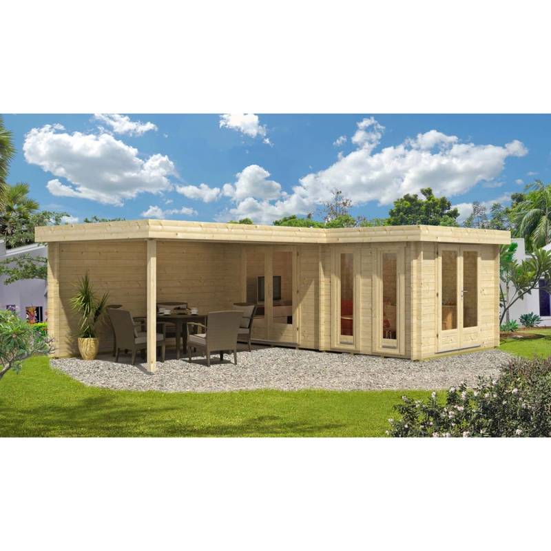 Finntherm Gartensauna Quinta ISO Naturbelassen Wandstärke 44 mm 520 cm x 720 cm von FinnTherm