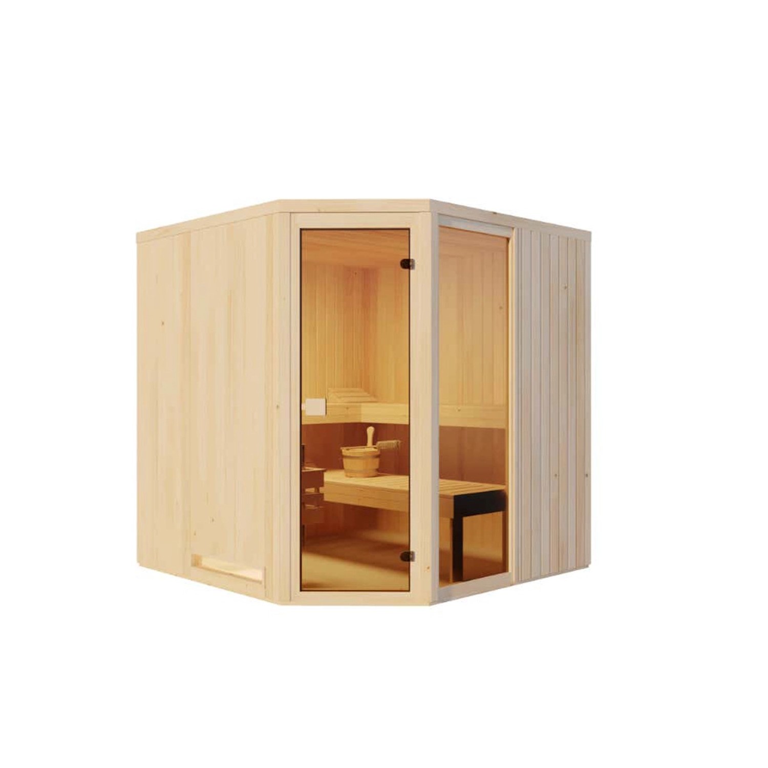 Finntherm Sauna Family Natur 194 cm x 194 cm Wandstärke 40 mm von FinnTherm