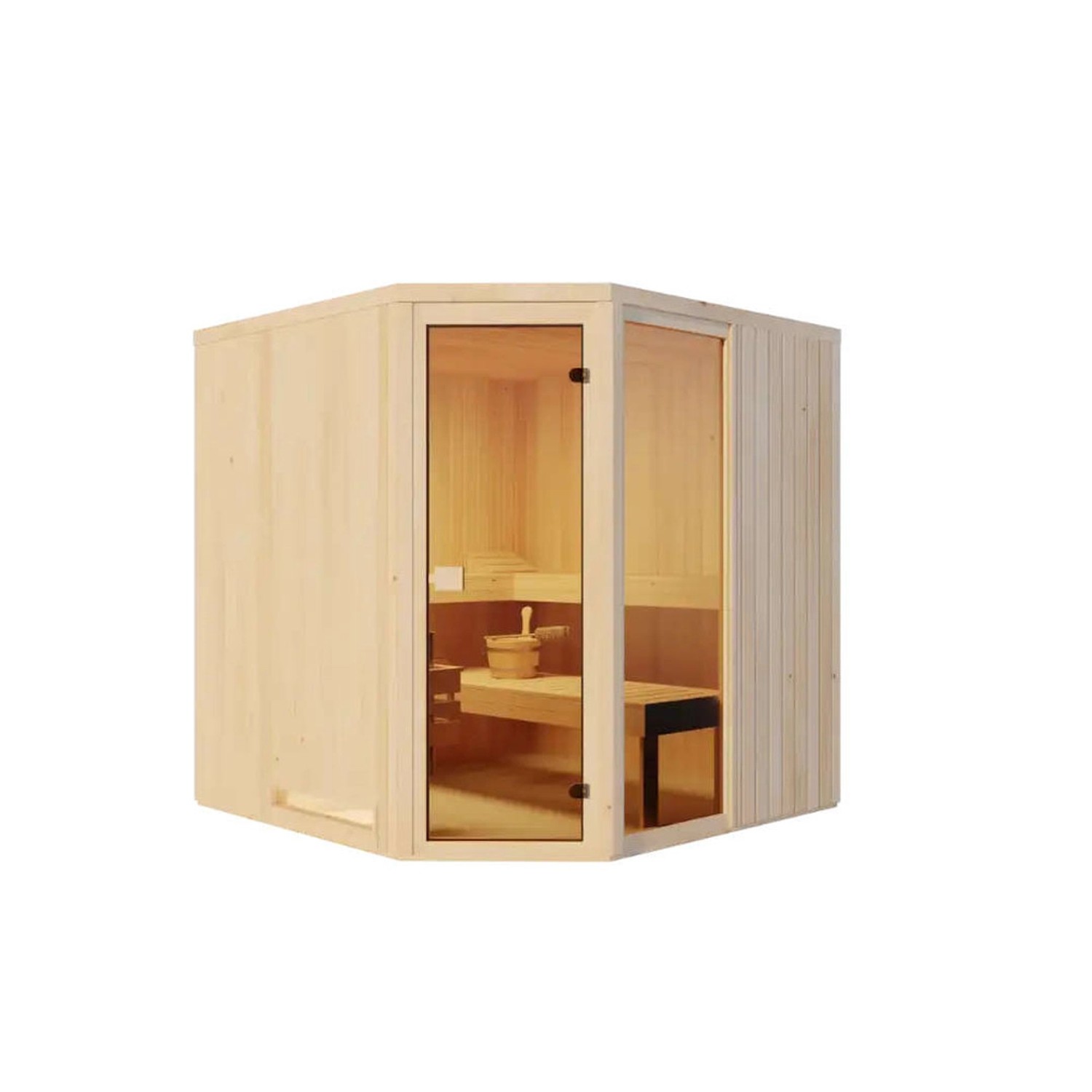 Finntherm Sauna Family Naturbelassen 194 cm x 194 cm Wandstärke 40 mm von FinnTherm