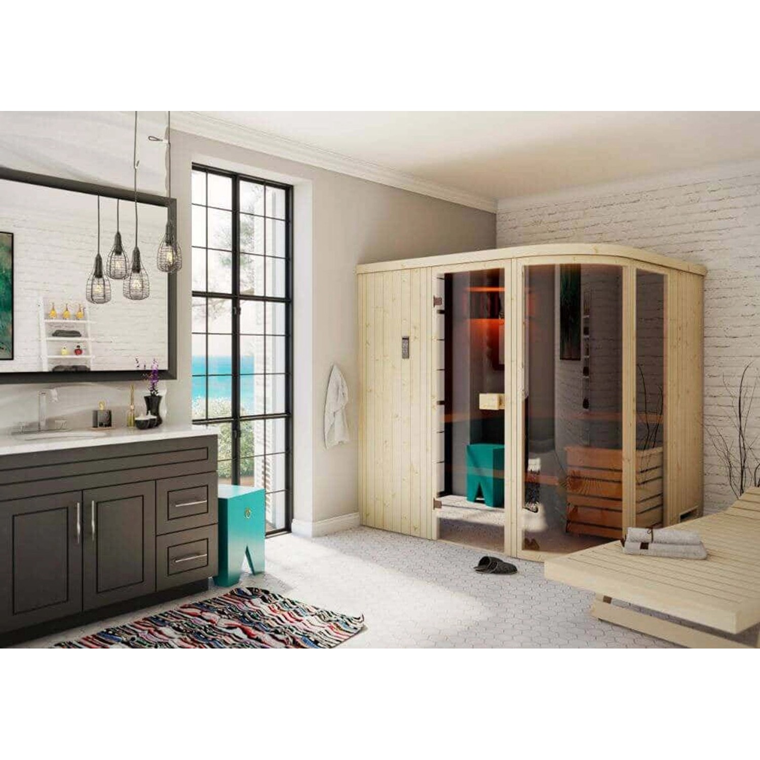 Finntherm Sauna Verve Natur 244 cm x 194 cm Wandstärke 40 mm Finntherm Sauna Verve Natur 244 cm x 194 cm Wandstärke 40 mm von FinnTherm