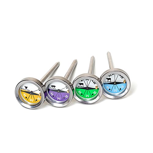 FLASH Grillthermometer 4er Set, gelb/lila/grün/blau, 6.9 x 2,5 x 2,5 cm von Finnas