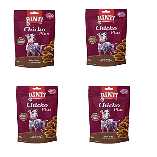 Finnern - Rinti Rinti Chicko Plus Hundesnack Leberwurstschnitten mit Huhn Bundle - 4 x 80g von Rinti