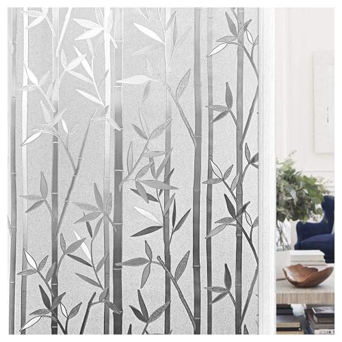 Finnez Fensterfolie Bambus Sichtschutz Folie Fenster Selbstklebend Selbsthaftend Blickdicht Klebefolie 3D Dekofolie Statisch Anti-UV für Badezimmer Schlafzimmer Küche 115 x 100cm von Finnez