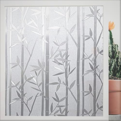 Finnez Fensterfolie Bambus Sichtschutz Folie Fenster Selbstklebend Selbsthaftend Blickdicht Klebefolie 3D Dekofolie Statisch Anti-UV für Badezimmer Schlafzimmer Küche 75 x 200cm von Finnez