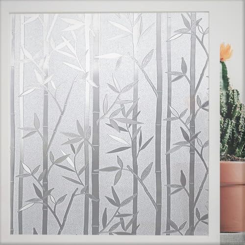 Finnez Fensterfolie Bambus Sichtschutz Folie Fenster Selbstklebend Selbsthaftend Blickdicht Klebefolie 3D Dekofolie Statisch Anti-UV für Badezimmer Schlafzimmer Küche 75 x 400cm von Finnez