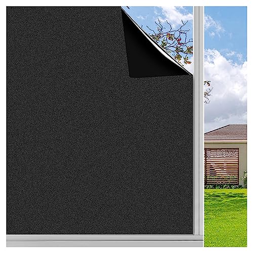 Finnez Fensterfolie Milchglasfolie Sichtschutzfolie Selbstklebend Folie Fenster Scheibenfolie Blickdicht Anti-UV Statische Folie für Badzimmer Büro Schwarz Matt 44,5 x 200cm von Finnez