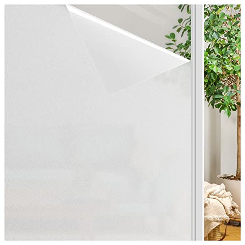 FINNEZ Fensterfolie Milchglasfolie Sichtschutzfolie Selbstklebend Folie Fenster Scheibenfolie Blickdicht Anti-UV Statische Folie für Badzimmer Büro Matt 44,5 x 200cm von Finnez