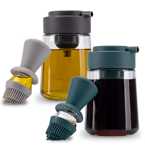 Fino Casa 2er Set 3in1 Ölflasche mit Pinsel und Ausgießer Ölspender zum dosieren Ölsprüher mit Silikonpinsel Glasflasche 350ml Öl oder Essig Backpinsel (2er Set: 1x Anthrazit & 1x Dunkelgrün) Fino Casa 2er Set 3in1 Ölflasche mit Pinsel und Ausgießer Ölspender zum dosieren Ölsprüher mit Silikonpinsel Glasflasche 350ml Öl oder Essig Backpinsel (2er Set: 1x Anthrazit & 1x Dunkelgrün) von Fino Casa