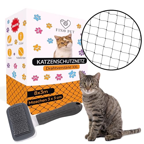 FinoPet Katzennetz für Balkon Drahtverstärkt 8x3 Meter mit Katzenbürste und inklusive Befestigungsmaterial Katzenschutznetz Katzengitter Schutznetz Sicherheitsnetz Balkonnetz für Katzen FinoPet Katzennetz für Balkon Drahtverstärkt 8x3 Meter mit Katzenbürste und inklusive Befestigungsmaterial Katzenschutznetz Katzengitter Schutznetz Sicherheitsnetz Balkonnetz für Katzen von FinoPet