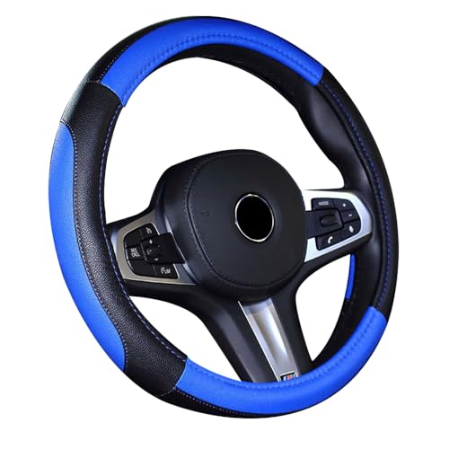 Finoki Auto Universal Anti Rutsch Atmungsaktive Lenkradhülle Lenkradbezug Lenkradschoner aus Mikrofaser-Leder(36-38cm) (Blau) von Finoki