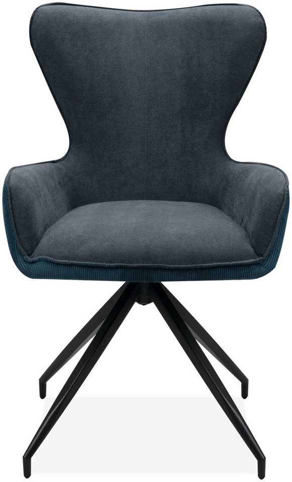Finori Esszimmerstuhl, Cord dunkelblau & Stoff dunkelgrau / schwarz 57x93x64 cm von Finori