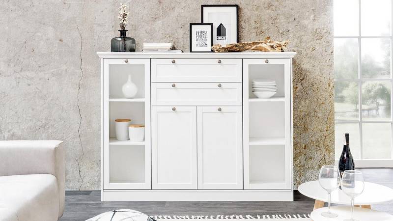 Finori Highboard Highboard Landwood in weiß mit 4 Türen Landhausstil 160 cm Finori Highboard Highboard Landwood in weiß mit 4 Türen Landhausstil 160 cm von Finori