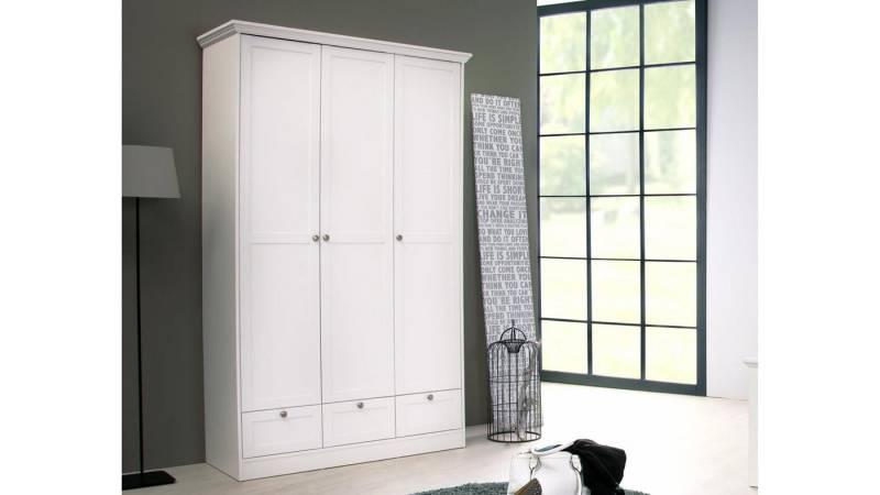 Finori Kleiderschrank Kleiderschrank Landwood in weiß Landhausstil 3-türig 120x200 cm von Finori