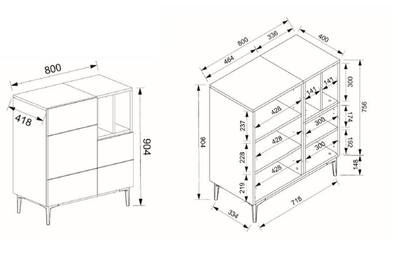 Finori Kommode 80 x 90 x 42 cm (B/H/T) von Finori