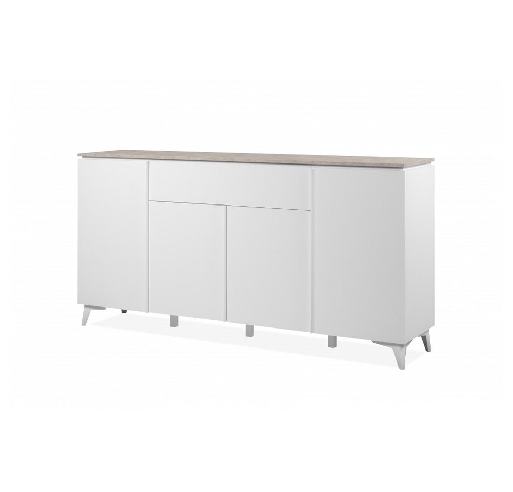 Finori Kommode Kommode BERT 51A Sideboard Sandstein Nb. / Weiß 4 Türen / 1 Schublade von Finori