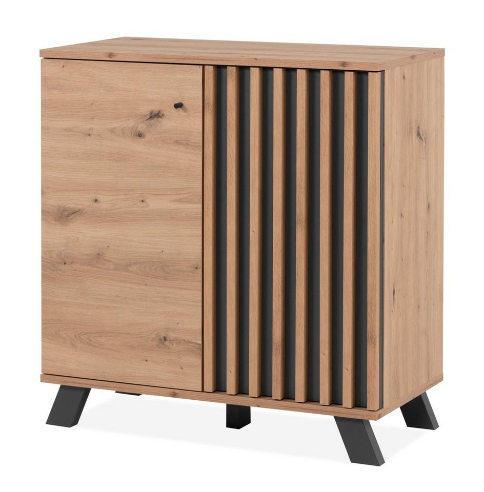 Finori Kommode Madem (Sideboard in Artisan Eiche Dekor, 2-türig, 80 x 85 cm), mit Staboptik von Finori