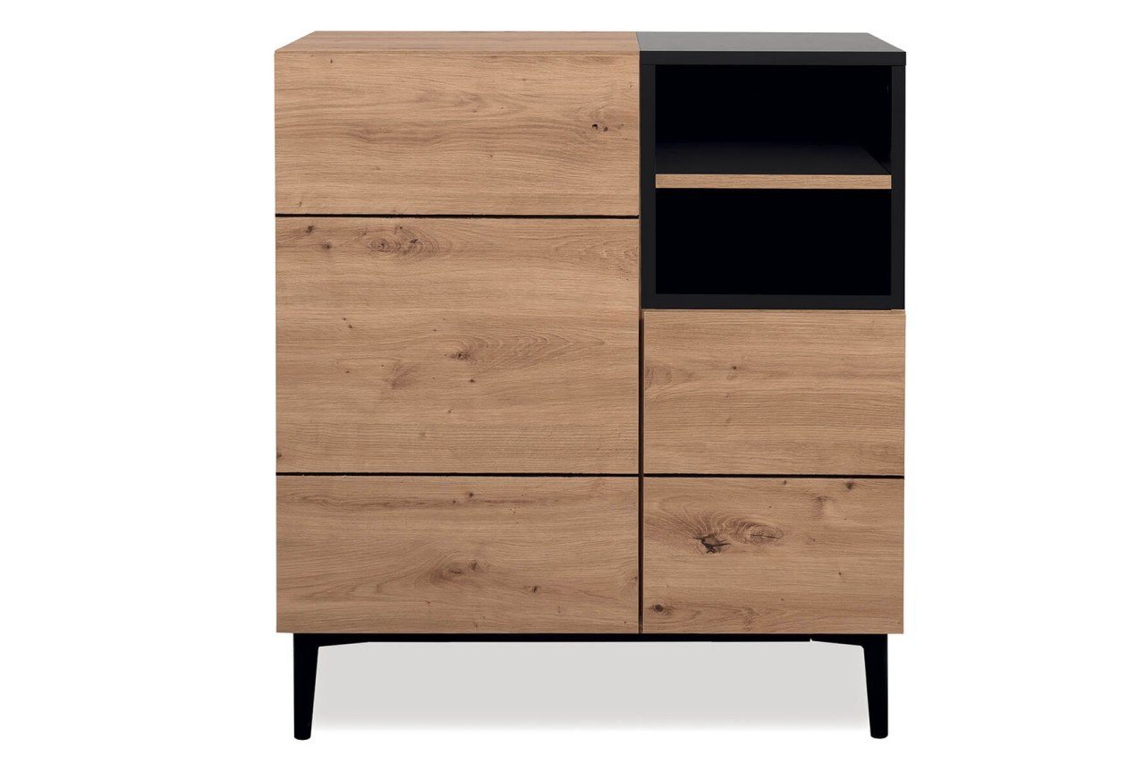 Finori Kommode Nola 80 cm Dekor Artisan Oak schwarz Sideboard Wohnzimmer Finori Kommode Nola 80 cm Dekor Artisan Oak schwarz Sideboard Wohnzimmer von Finori