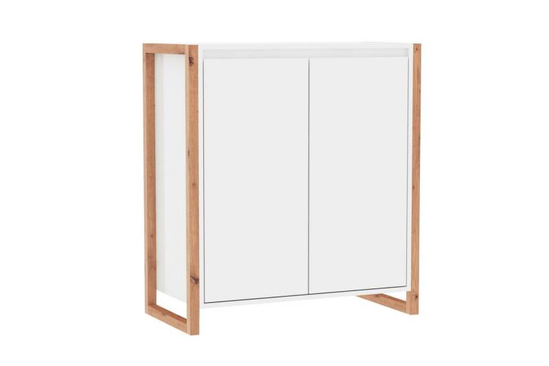 Finori Kommode in weiß / Dekor Artisan Oak - 80x88x40cm (BxHxT) von Finori