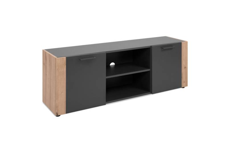 Finori Lowboard in anthrazit / Dekor Artisan Oak - 138x47,5x34,5cm (BxHxT) von Finori